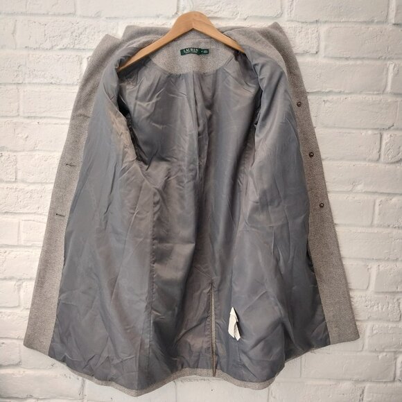 Lauren Ralph Lauren Coat Womens 6 M Gray Herringbone Tweed Wool Blend Jacket - Picture 3 of 12